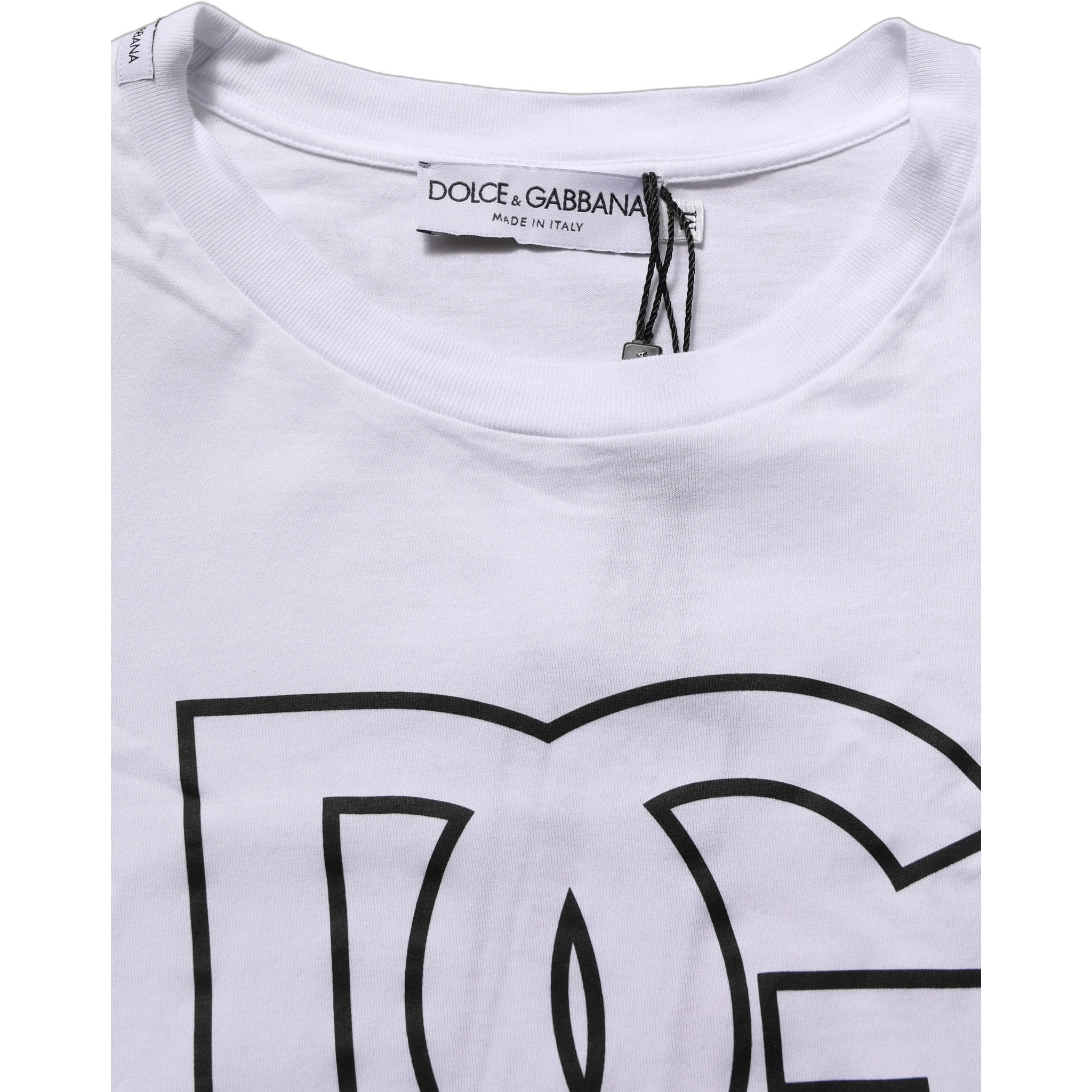White DG Logo Print Short Sleeves Men T-shirt