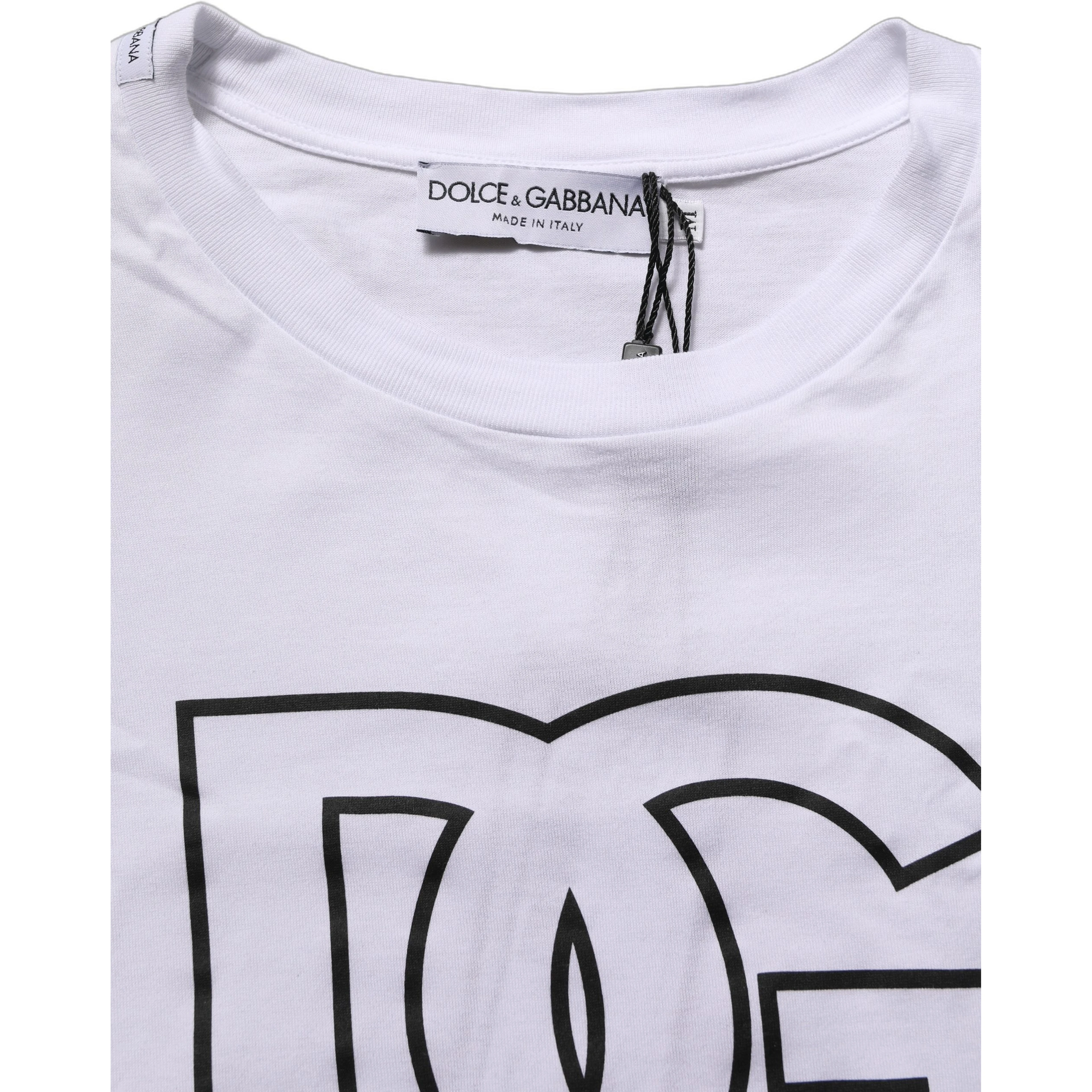 White DG Logo Print Short Sleeves Men T-shirt