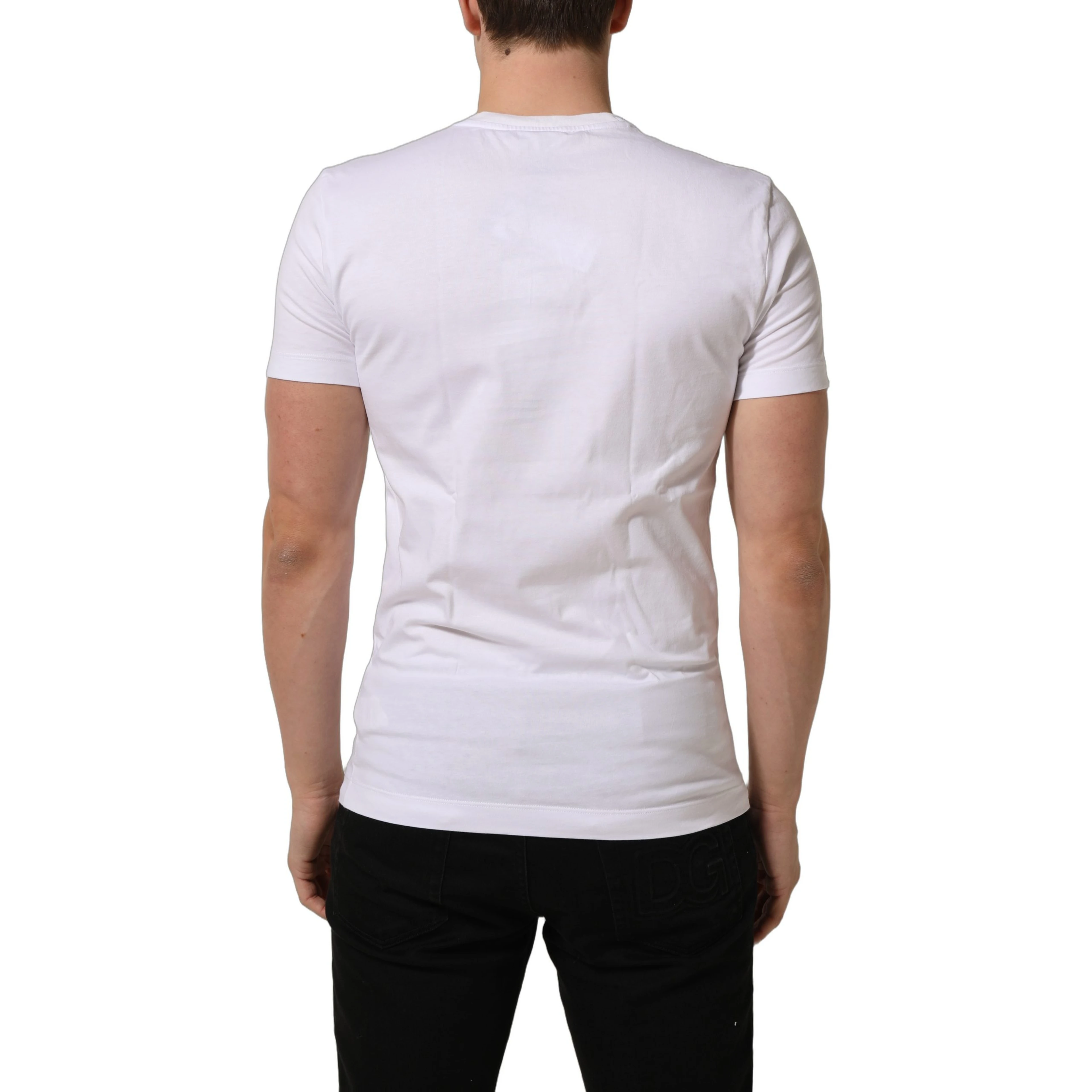 White DG Logo Cotton Crew Neck Men T-shirt