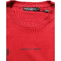 Red Cotton Graphic Print Crew Neck T-shirt