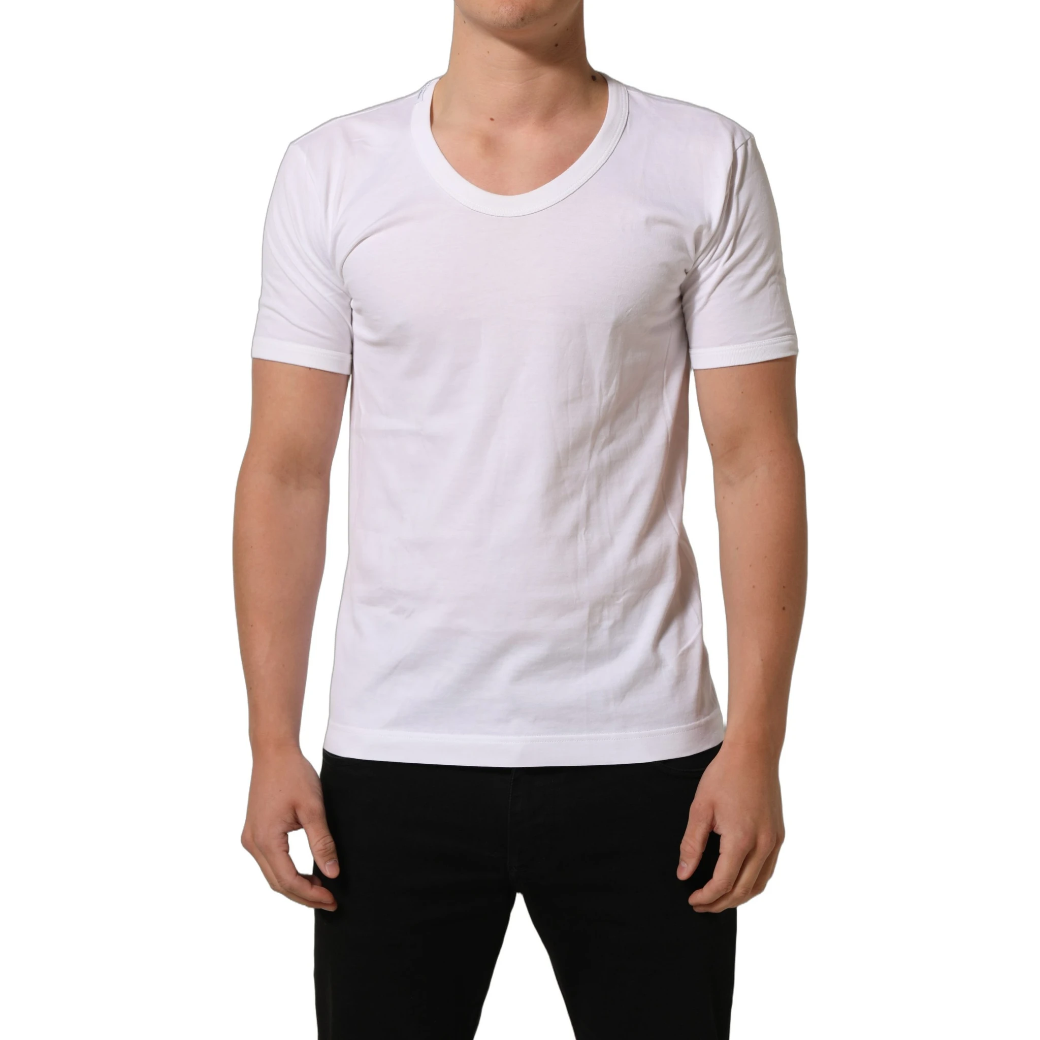White Cotton Short Sleeve Round Neck T-shirt
