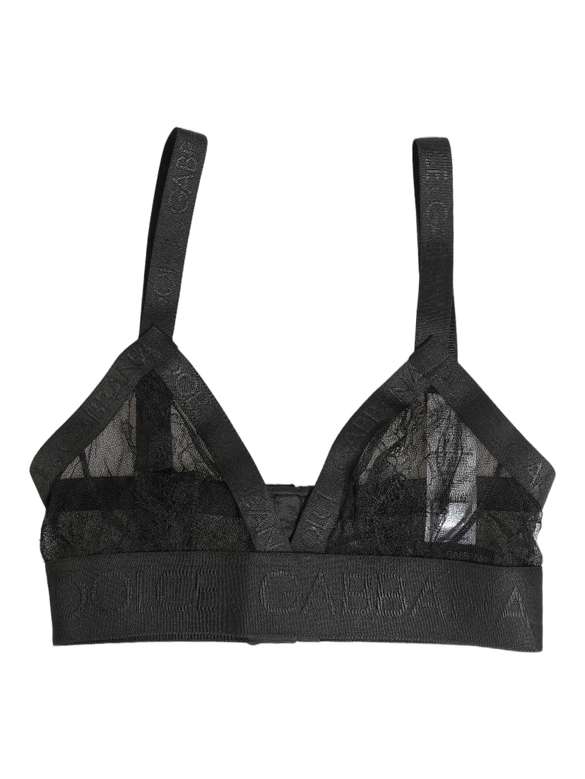 Black Logo Monogram Soft Cup Brassiere Underwear