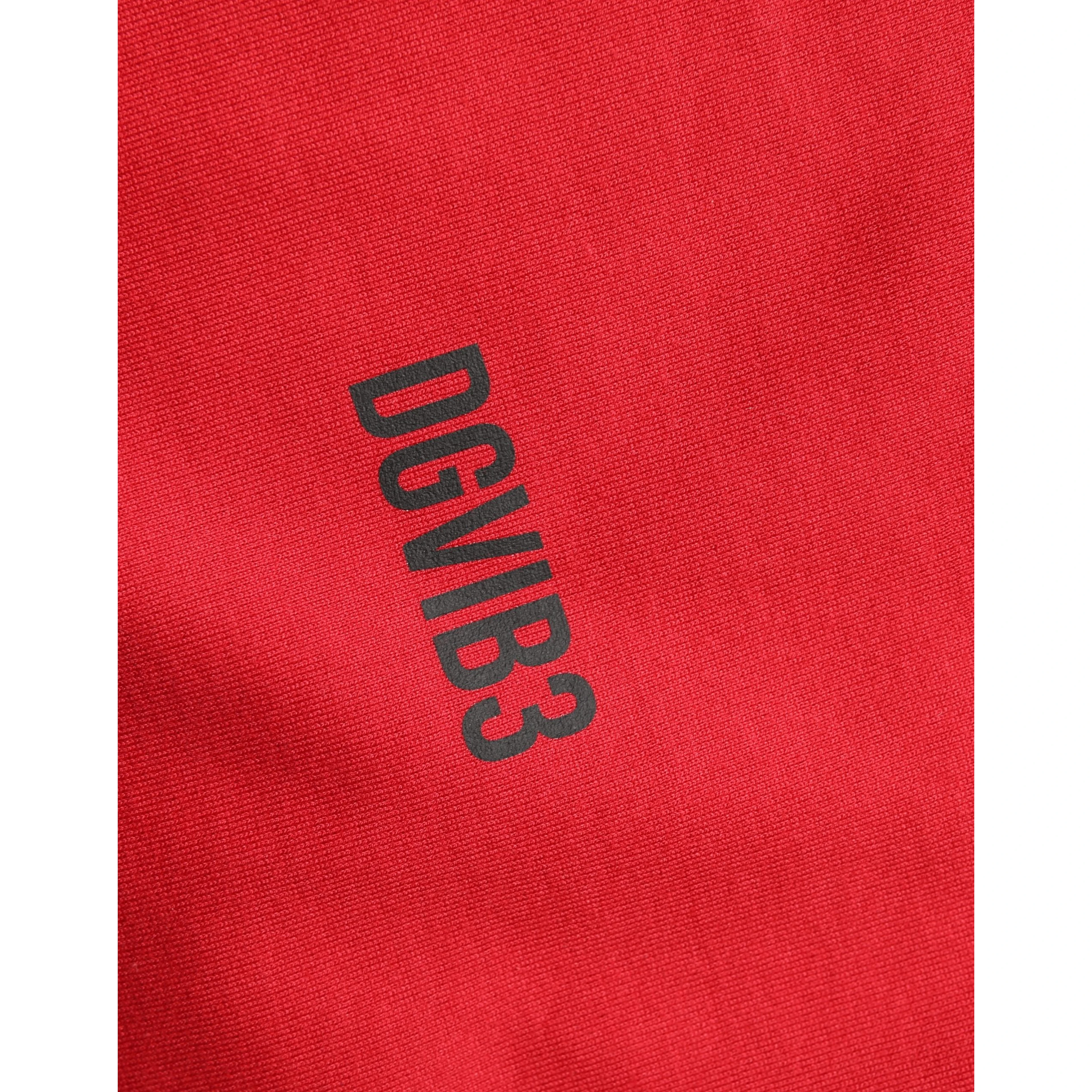 Red Cotton Graphic Print Crew Neck T-shirt