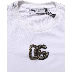 White DG Logo Cotton Crew Neck Men T-shirt