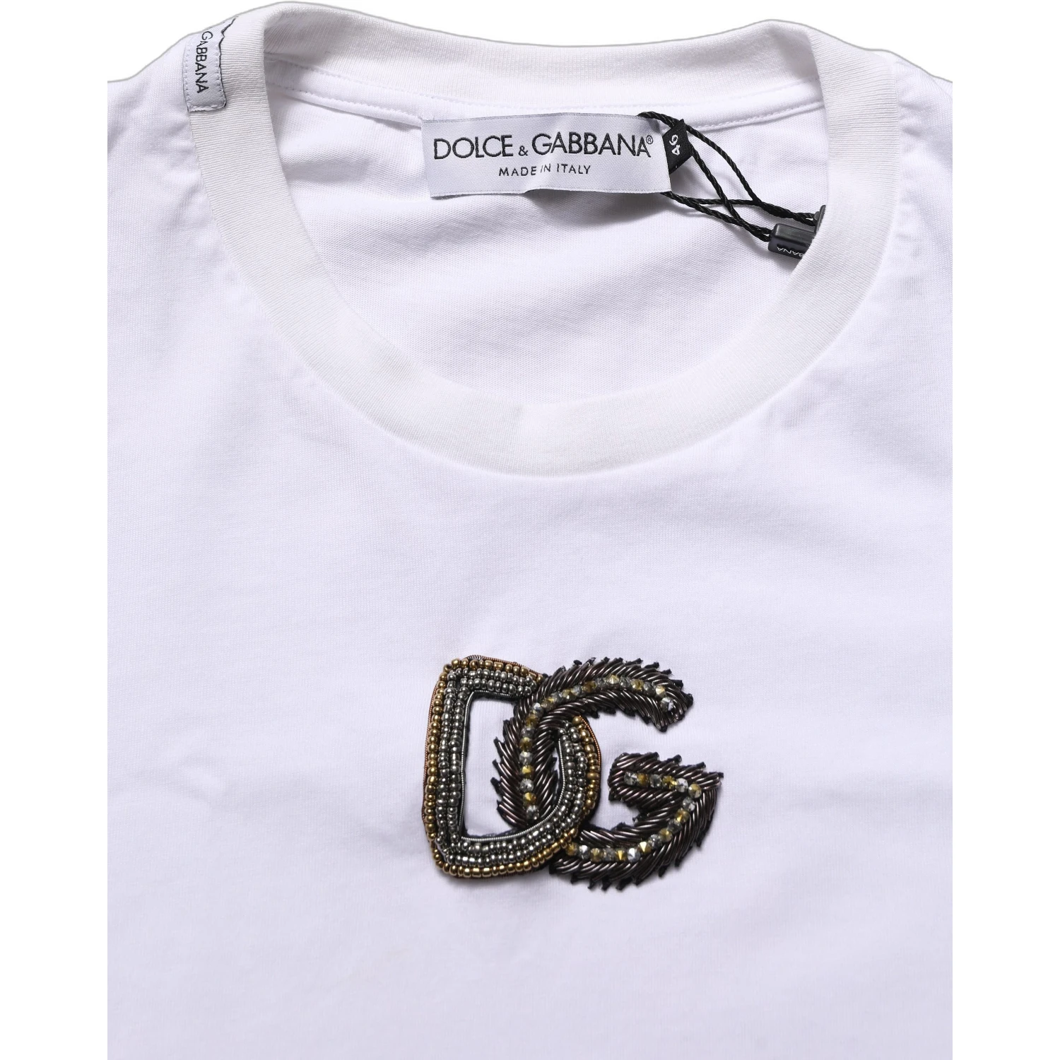 White DG Logo Cotton Crew Neck Men T-shirt