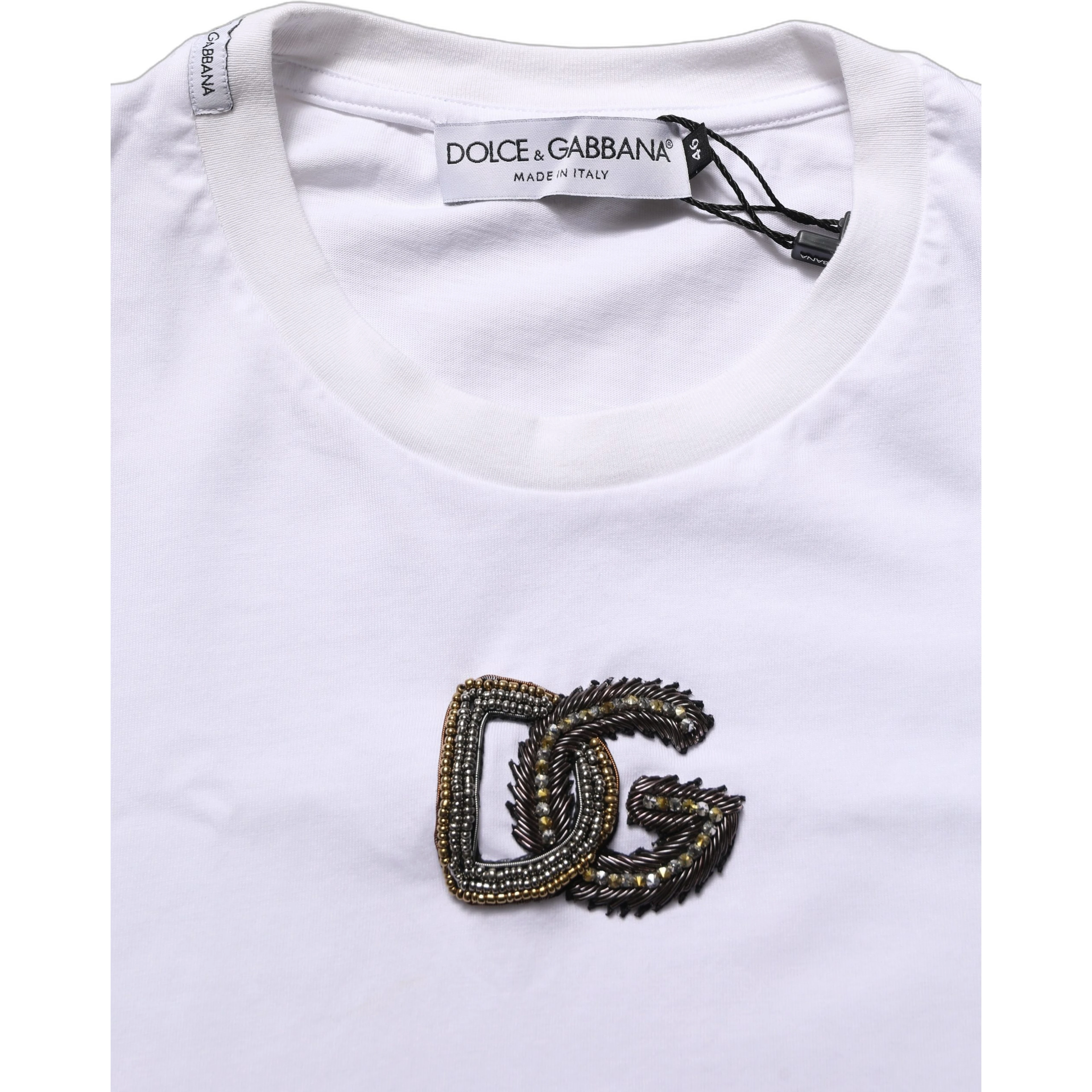 White DG Logo Cotton Crew Neck Men T-shirt