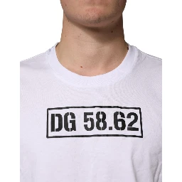 White Cotton Logo Print Crew Neck T-shirt