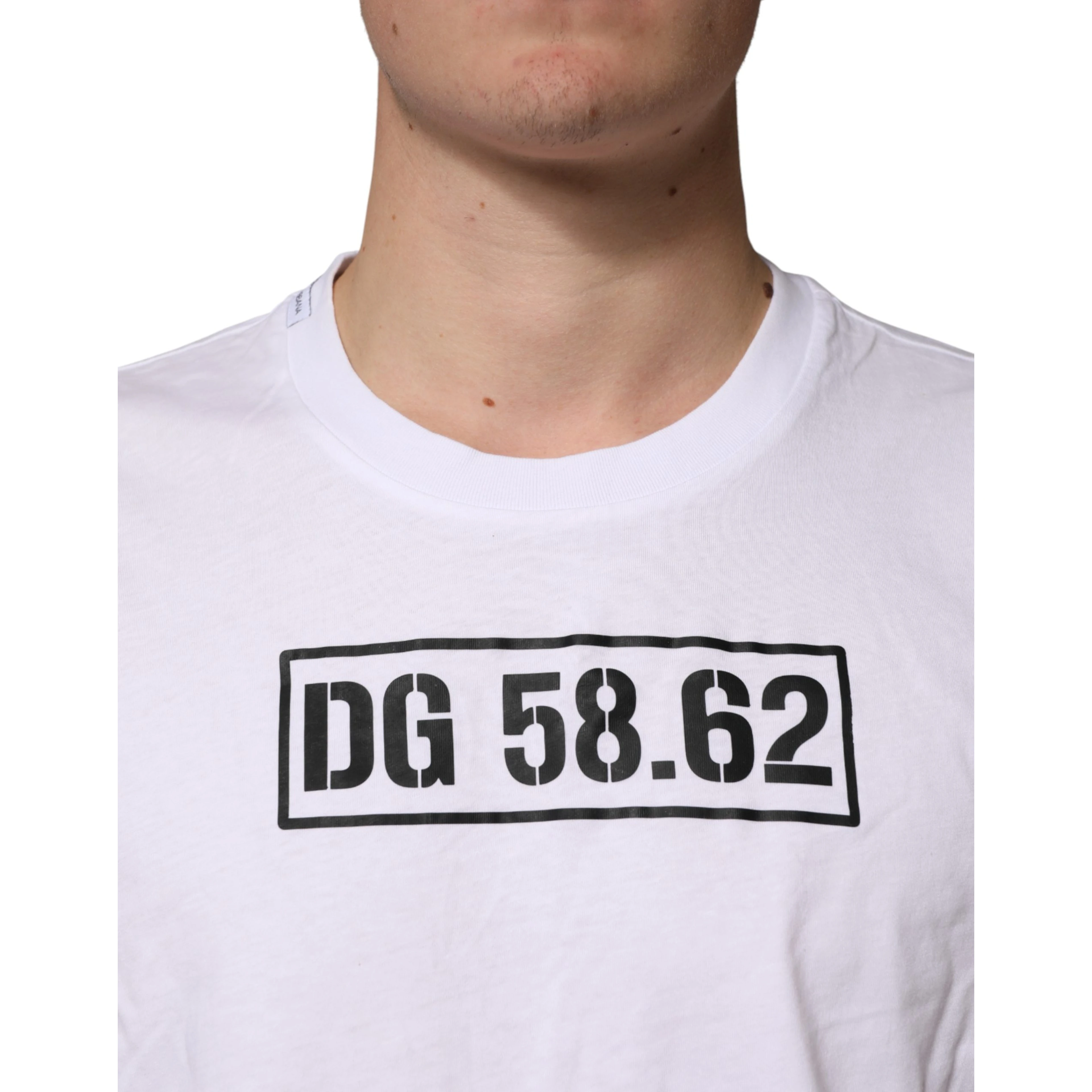 White Cotton Logo Print Crew Neck T-shirt