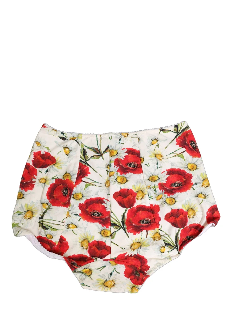 White Nylon Floral High Waisted Girdle Underwear