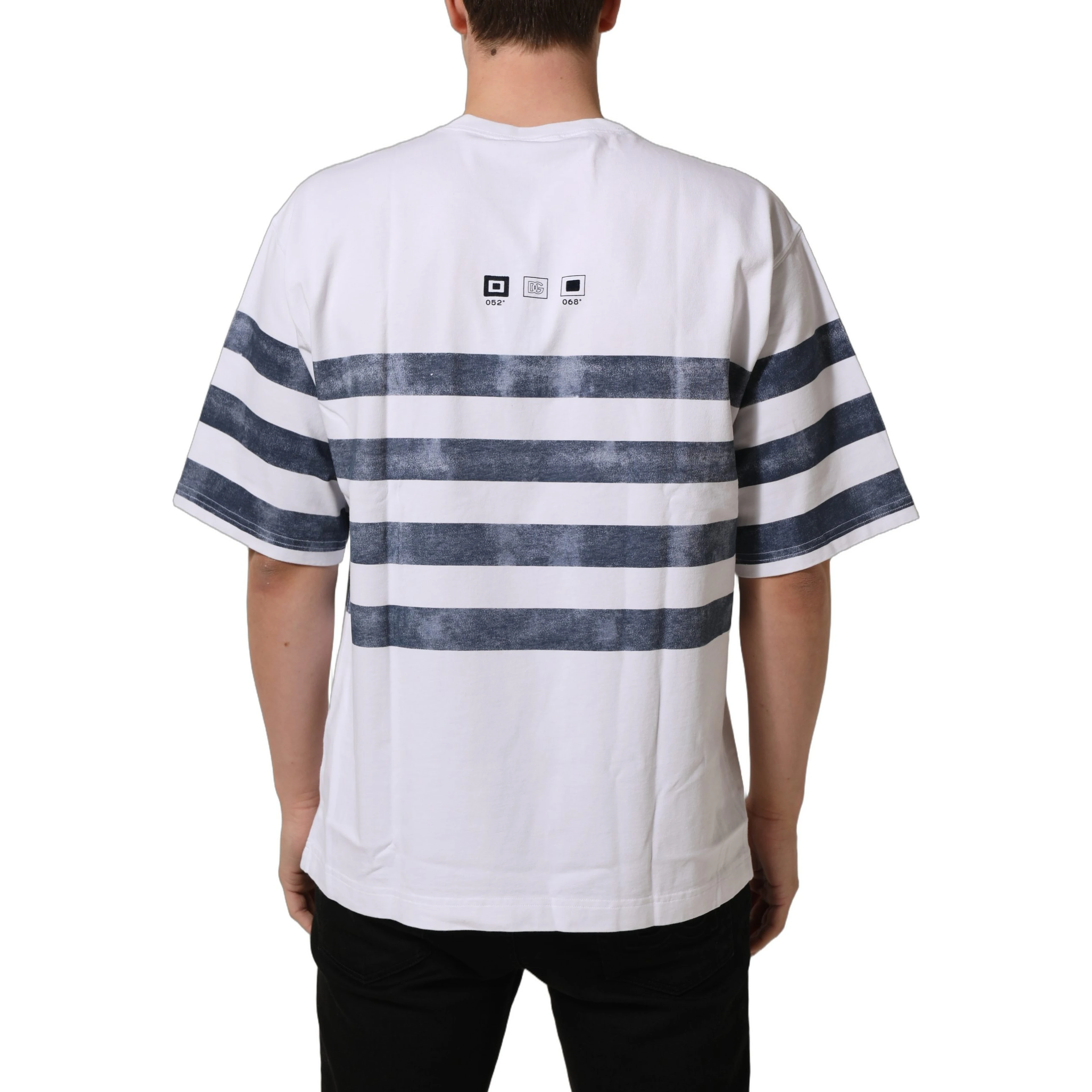 White Blue Stripe Cotton Short Sleeve T-shirt