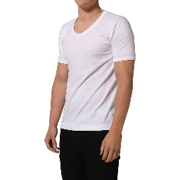 White Cotton Short Sleeve Round Neck T-shirt