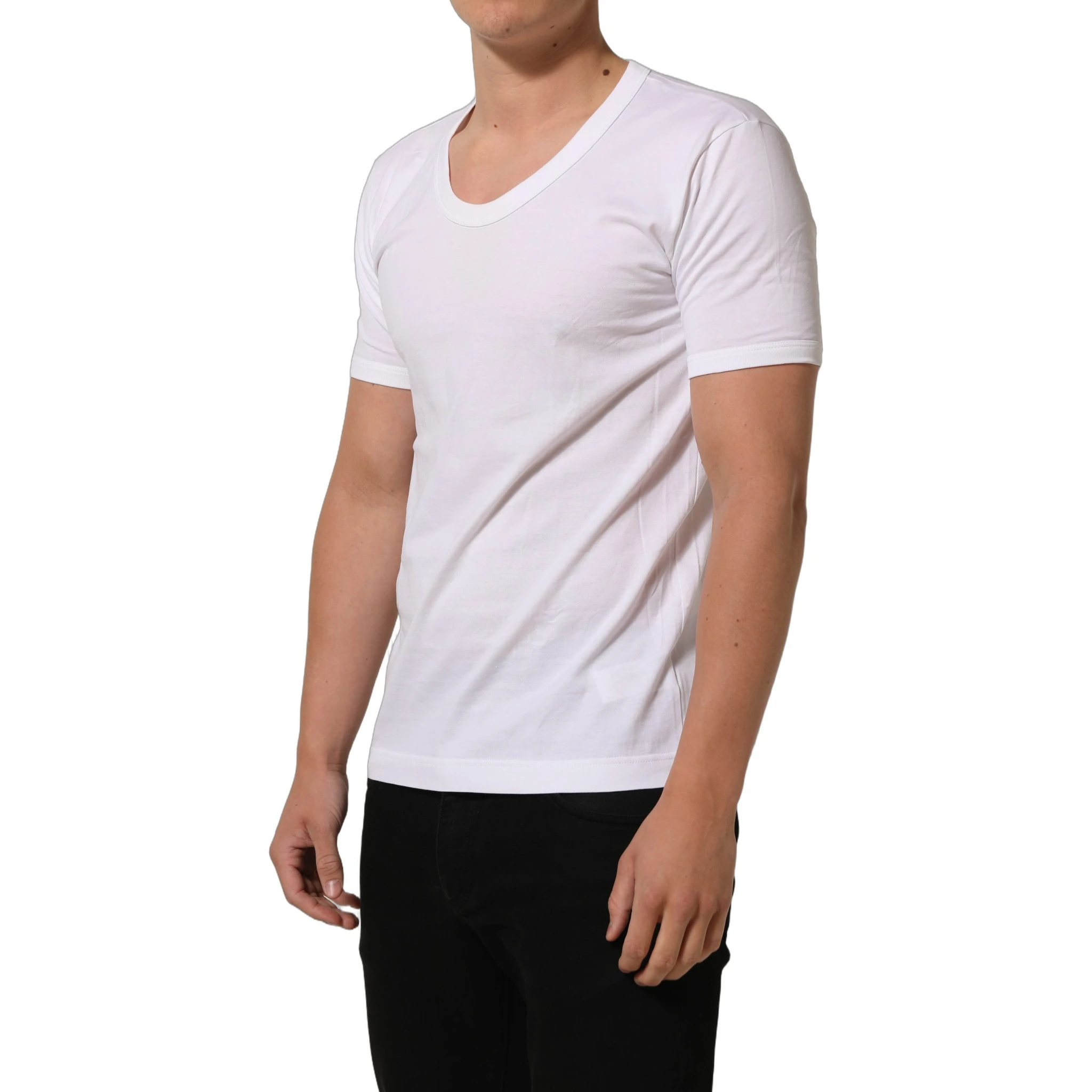 White Cotton Short Sleeve Round Neck T-shirt