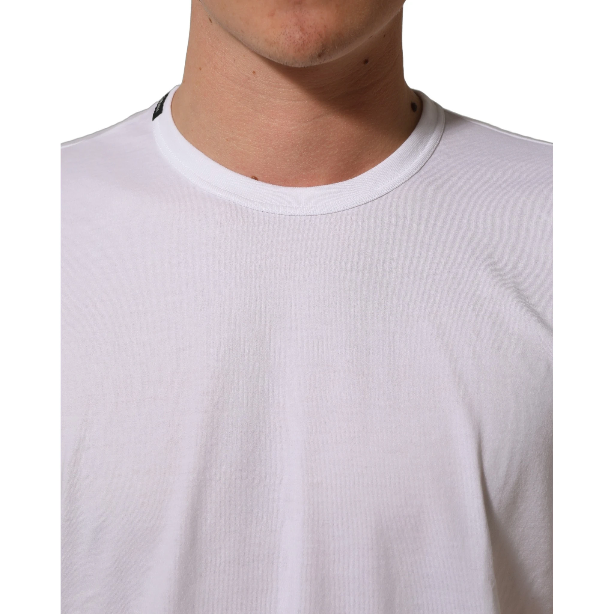 White Cotton Short Sleeves CrewNeck T-shirt