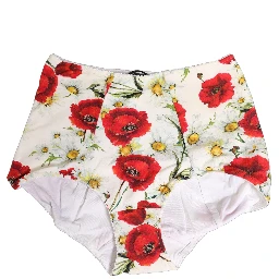 White Nylon Floral High Waisted Girdle Underwear