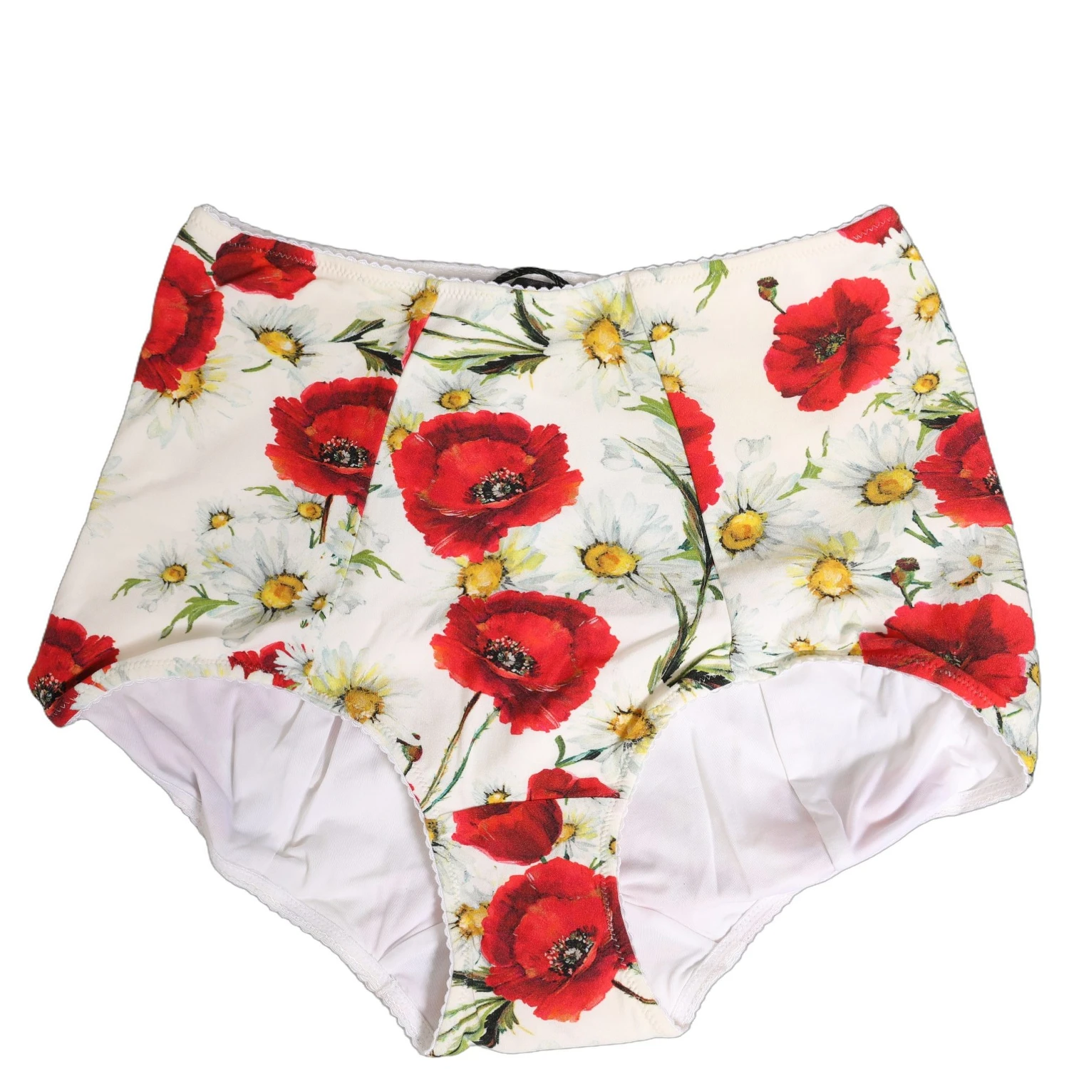 White Nylon Floral High Waisted Girdle Underwear
