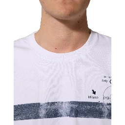White Blue Stripe Cotton Short Sleeve T-shirt