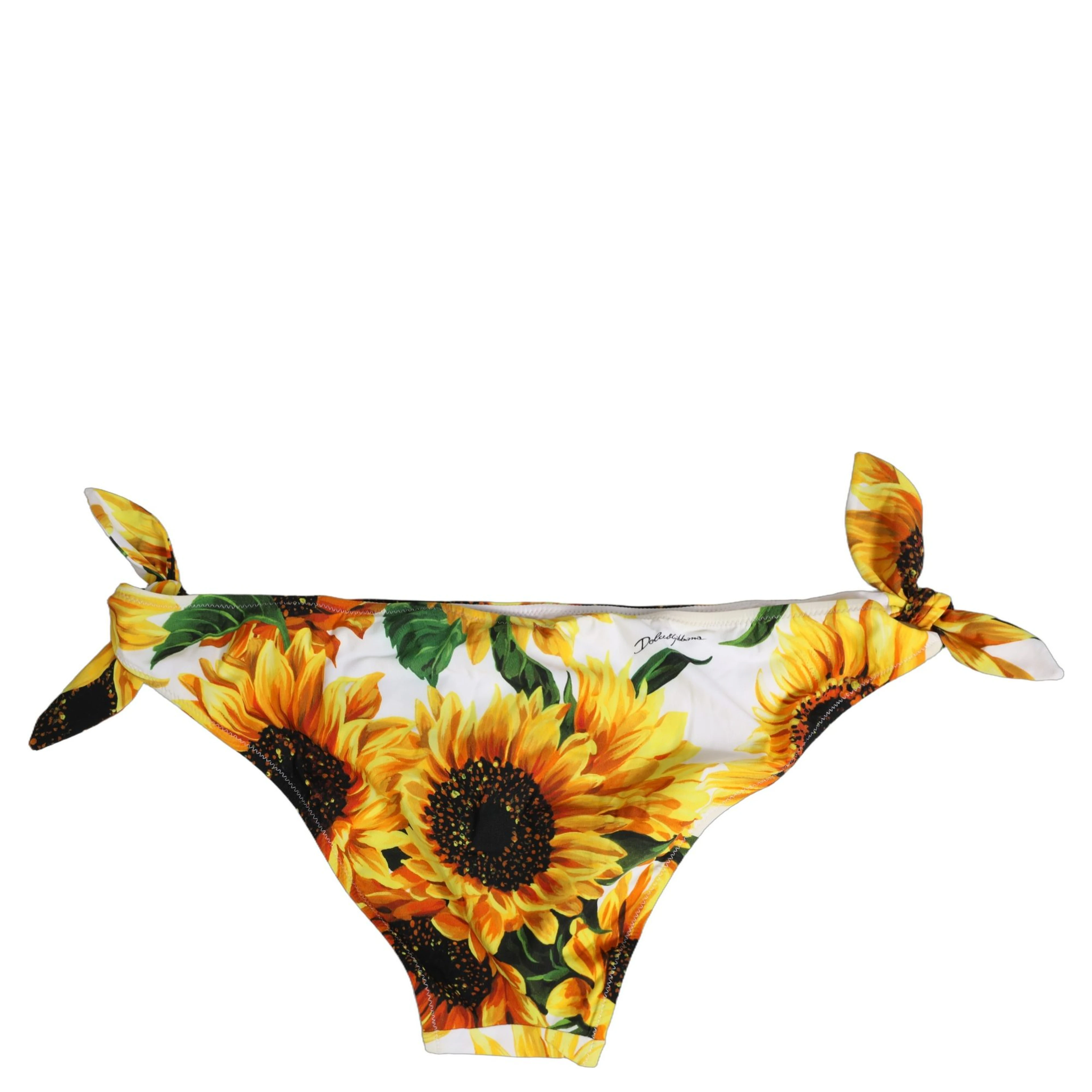 Yellow Nylon Sunflower Bikini Bottom Swimwear