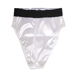 White Satin High-Waist Brief Logo Women Underwear