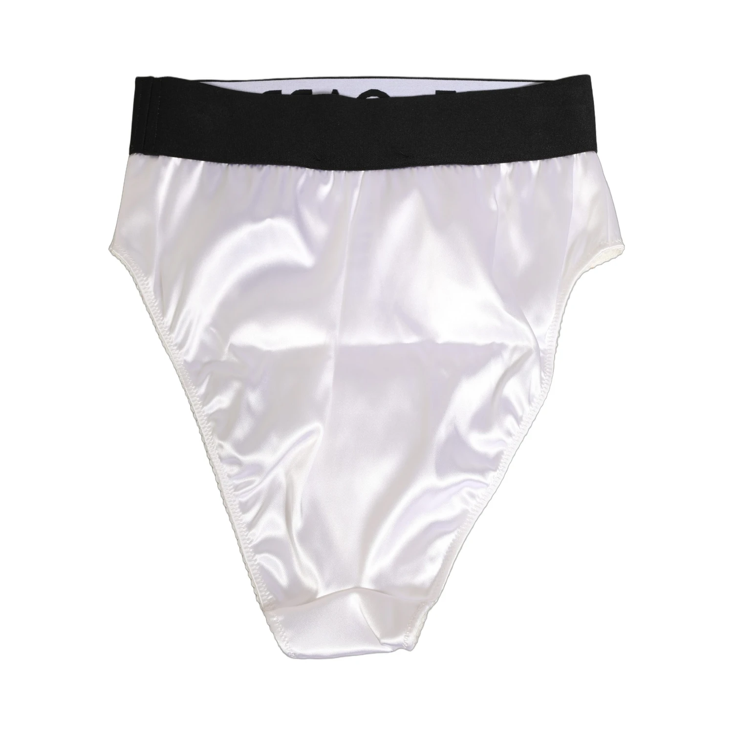White Satin High-Waist Brief Logo Women Underwear