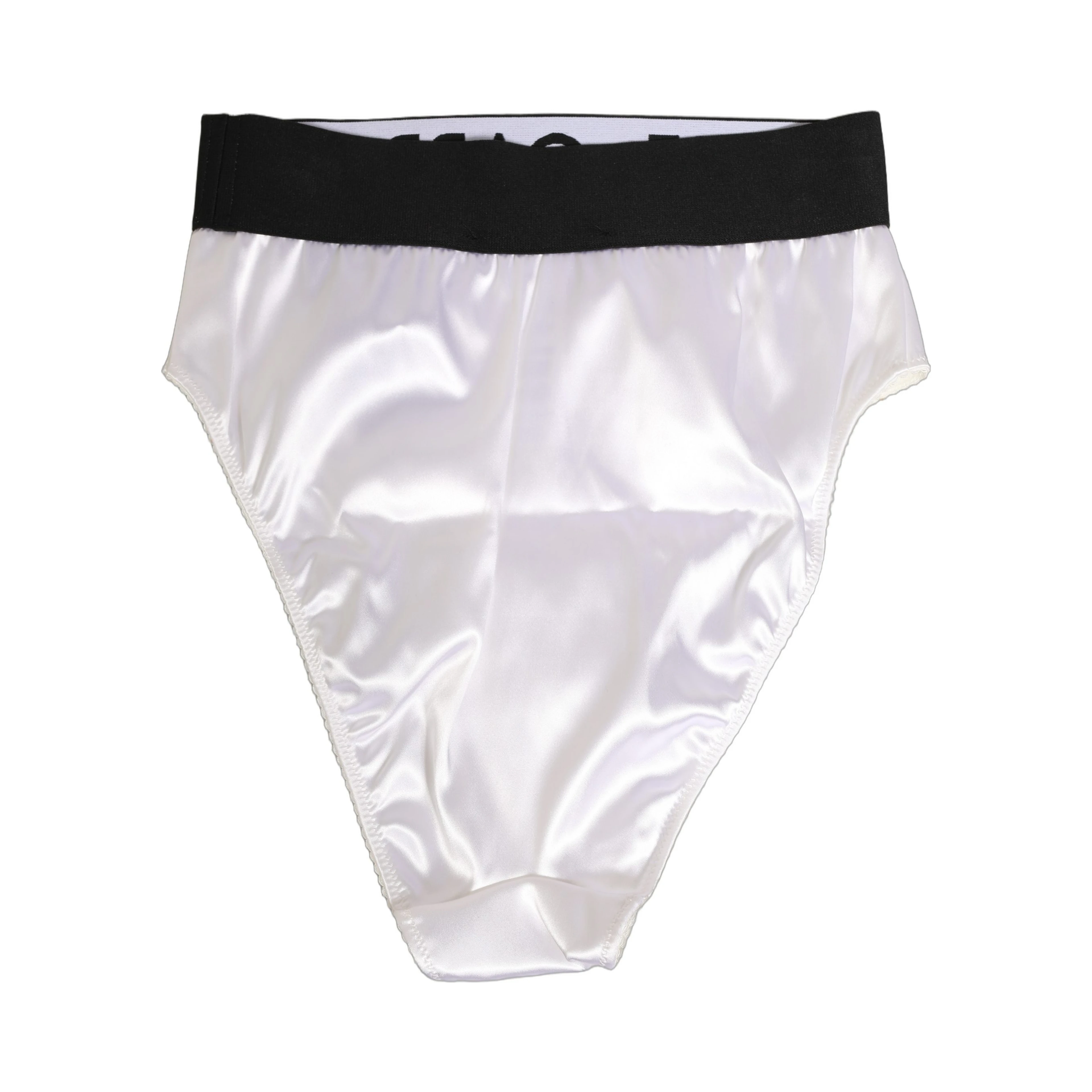 White Satin High-Waist Brief Logo Women Underwear
