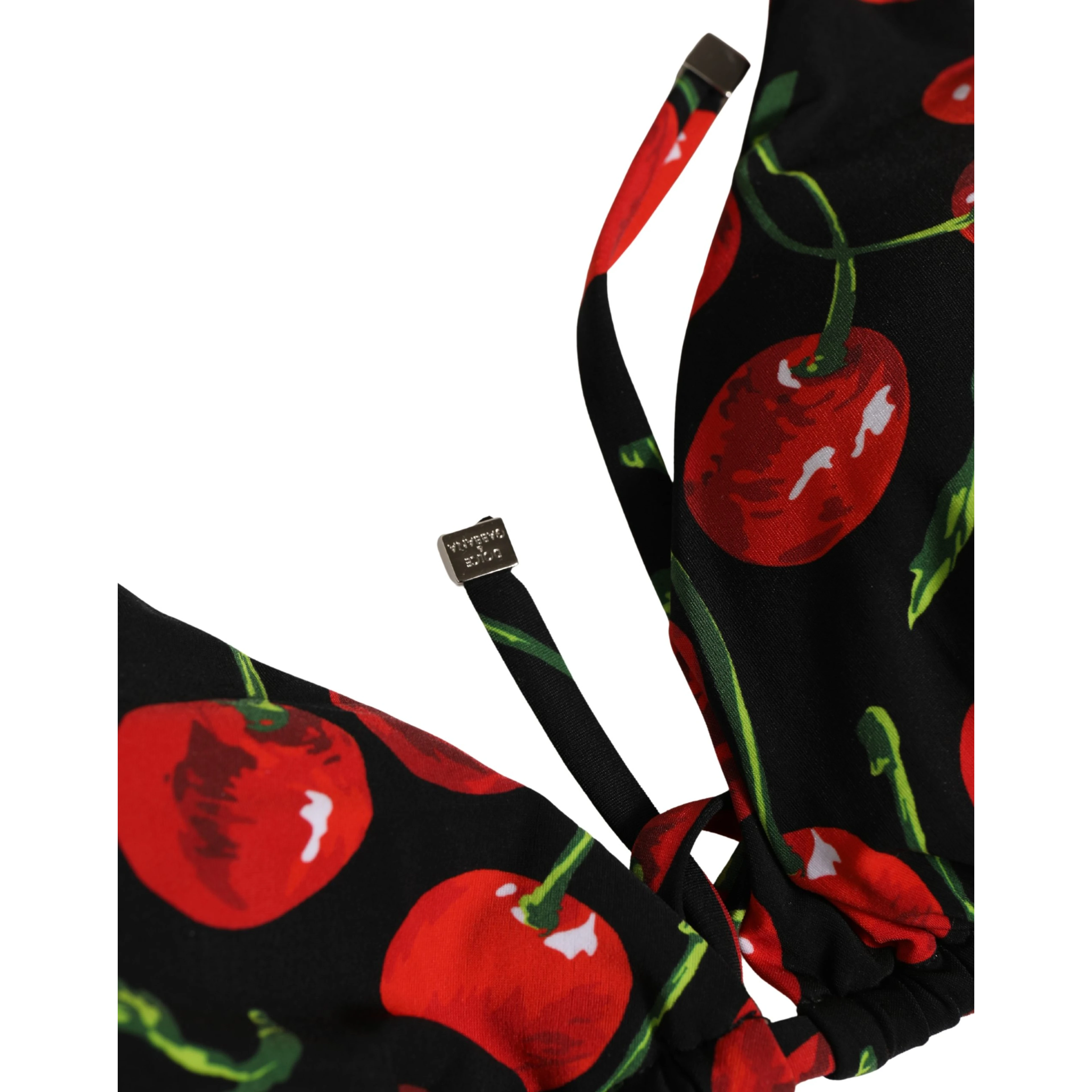 Black Cherry Print Nylon Bikini 2 Piece Swimwear