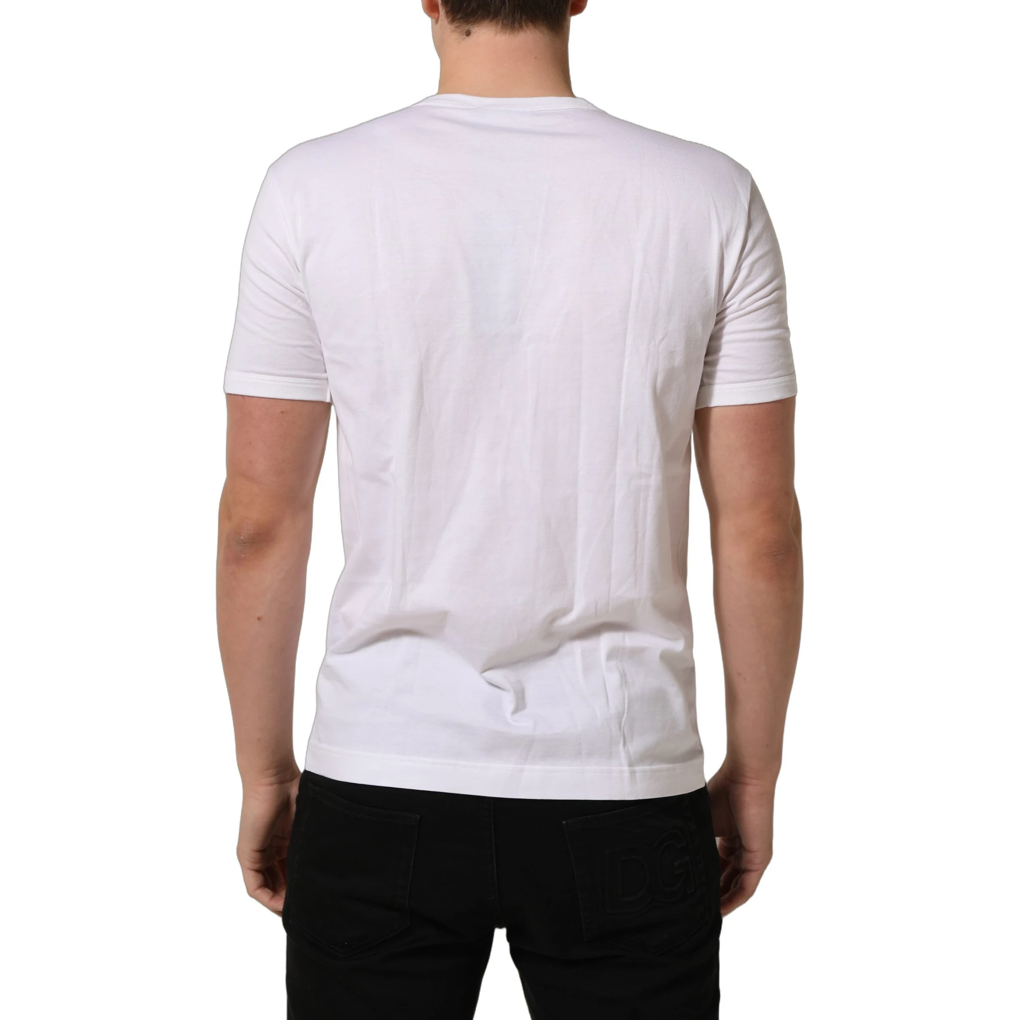 White Cotton Short Sleeve Round Neck T-shirt
