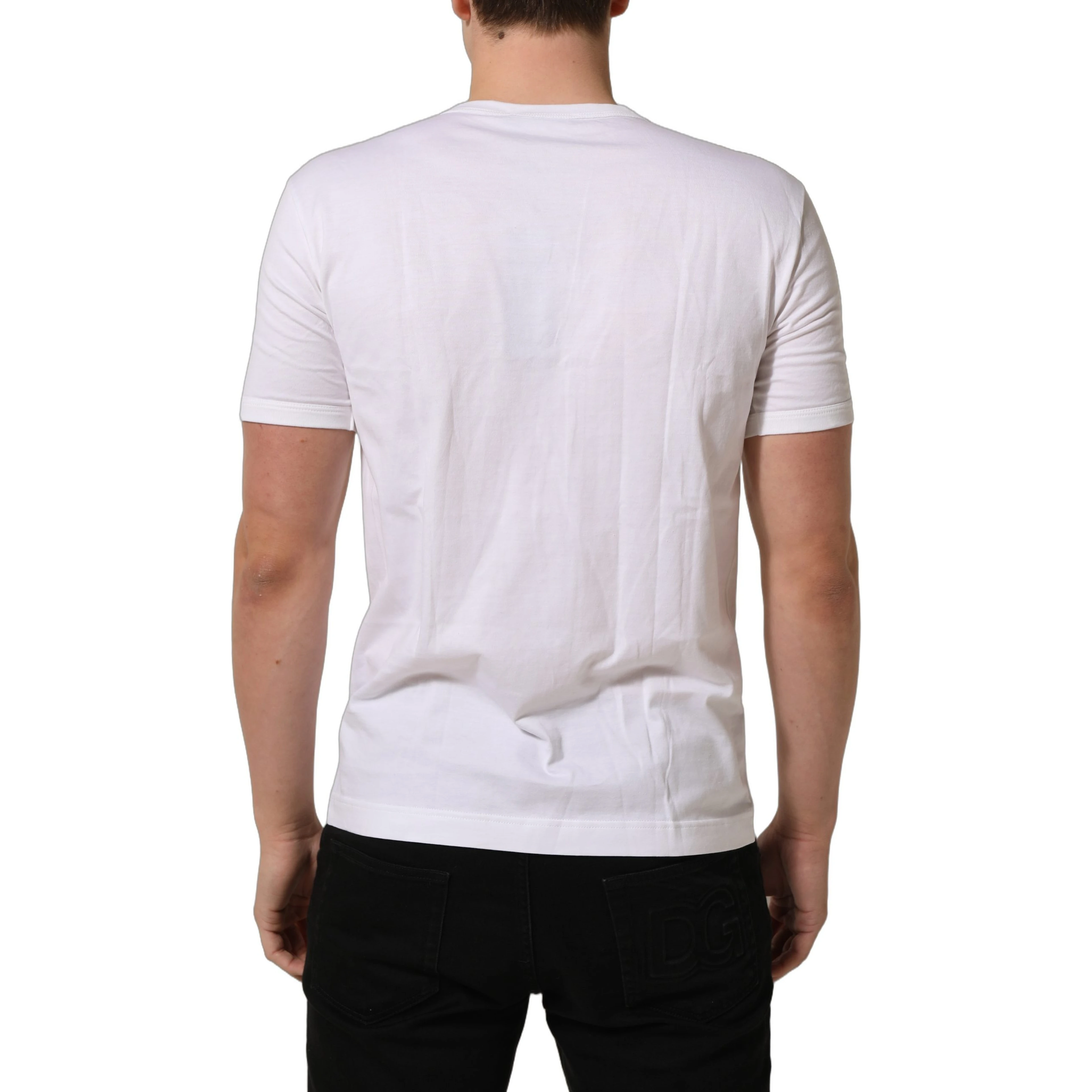 White Cotton Short Sleeve Round Neck T-shirt
