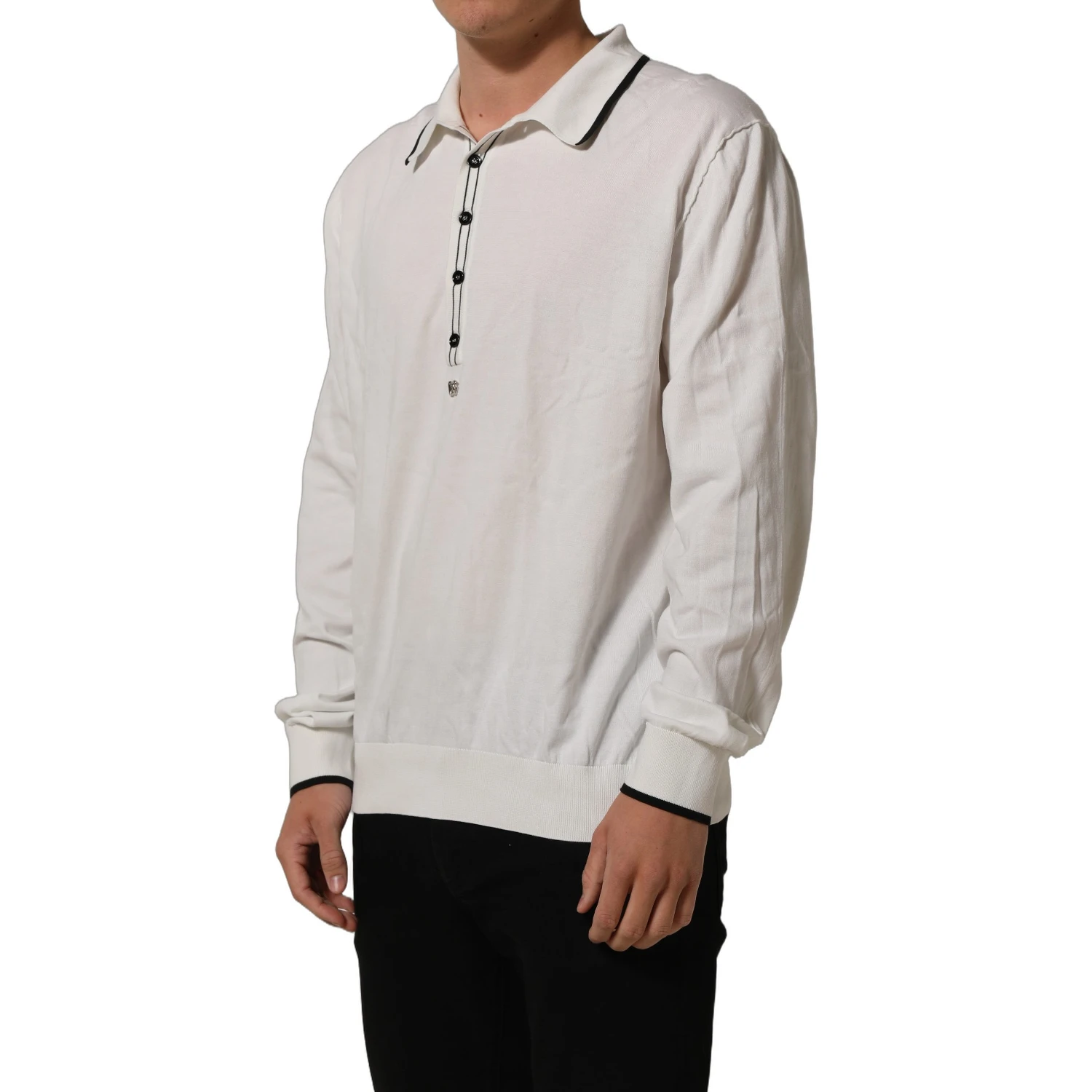 Black Leaf Print Silk Men Crew Neck T-shirt