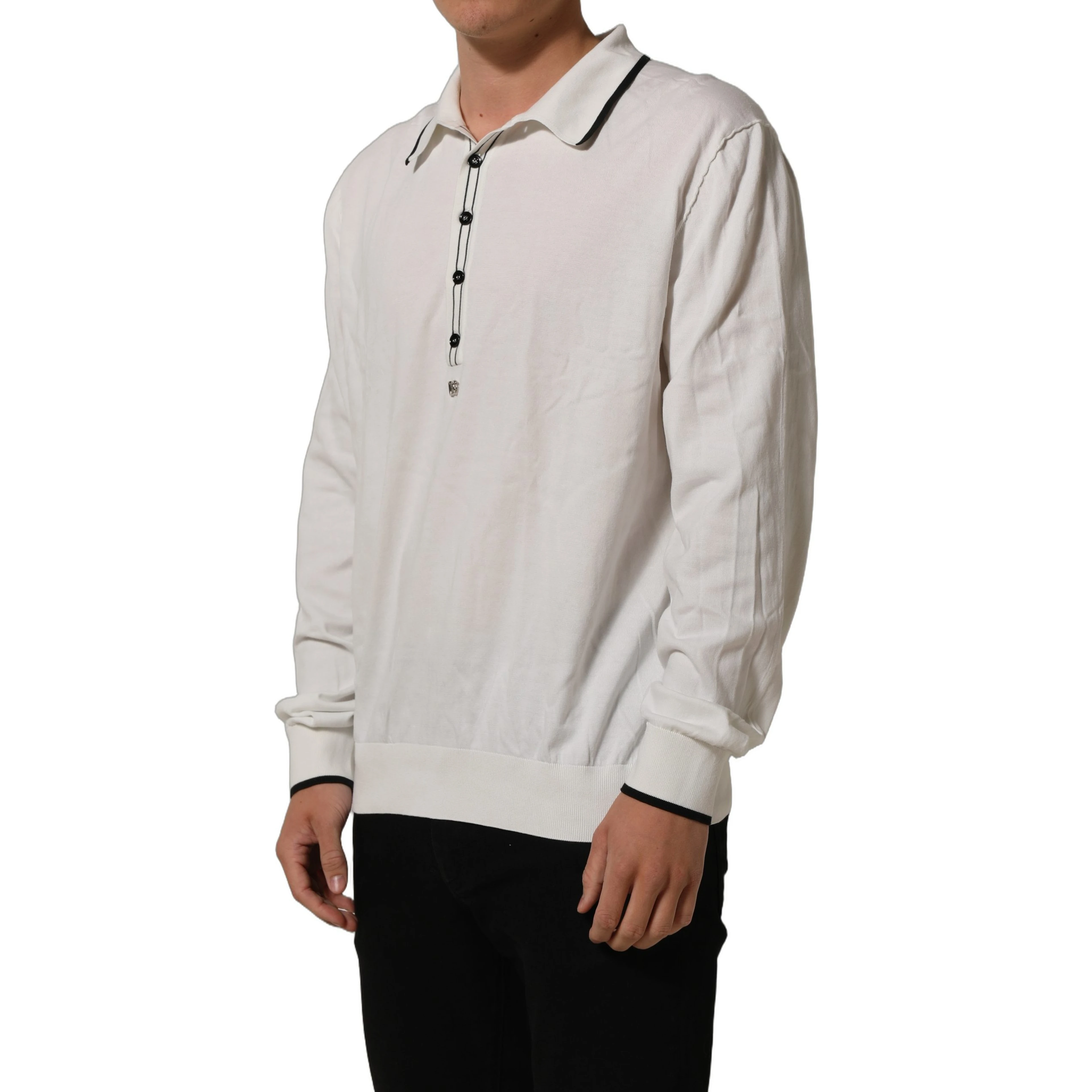 Black Leaf Print Silk Men Crew Neck T-shirt