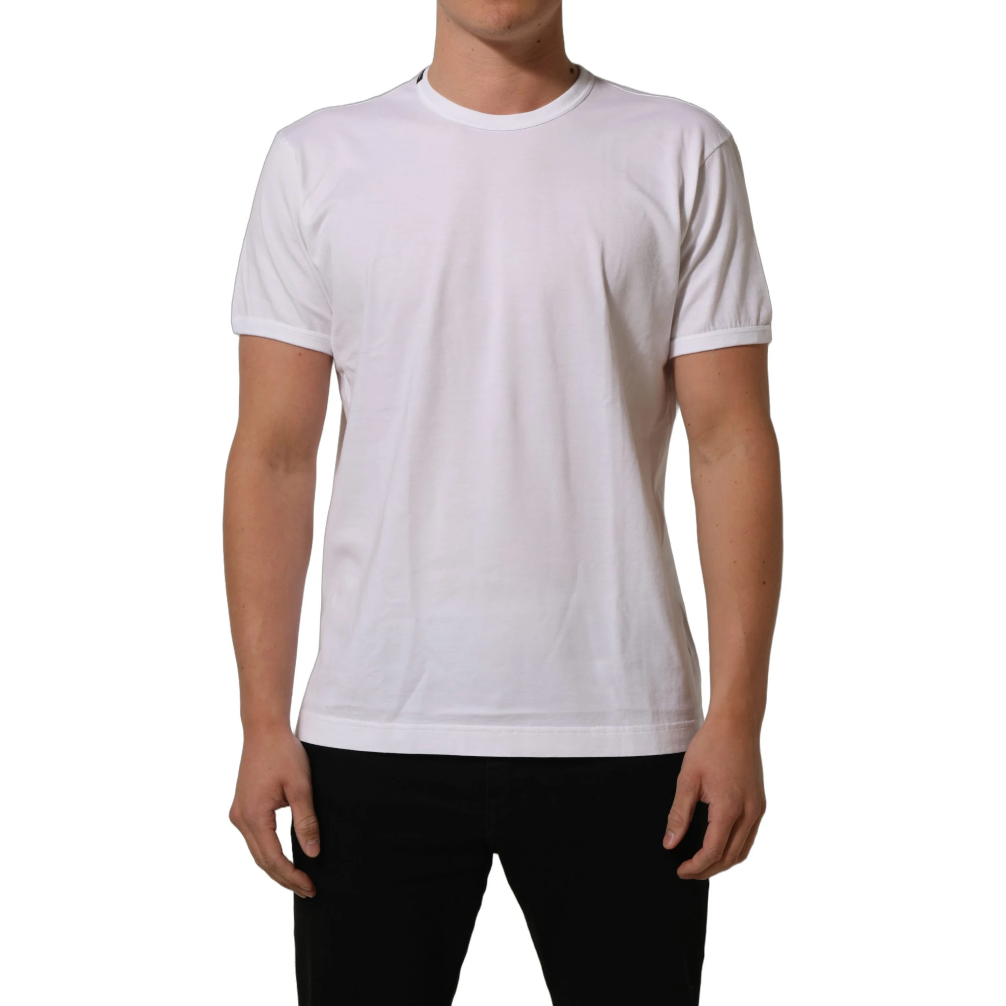 White Cotton Short Sleeves CrewNeck T-shirt