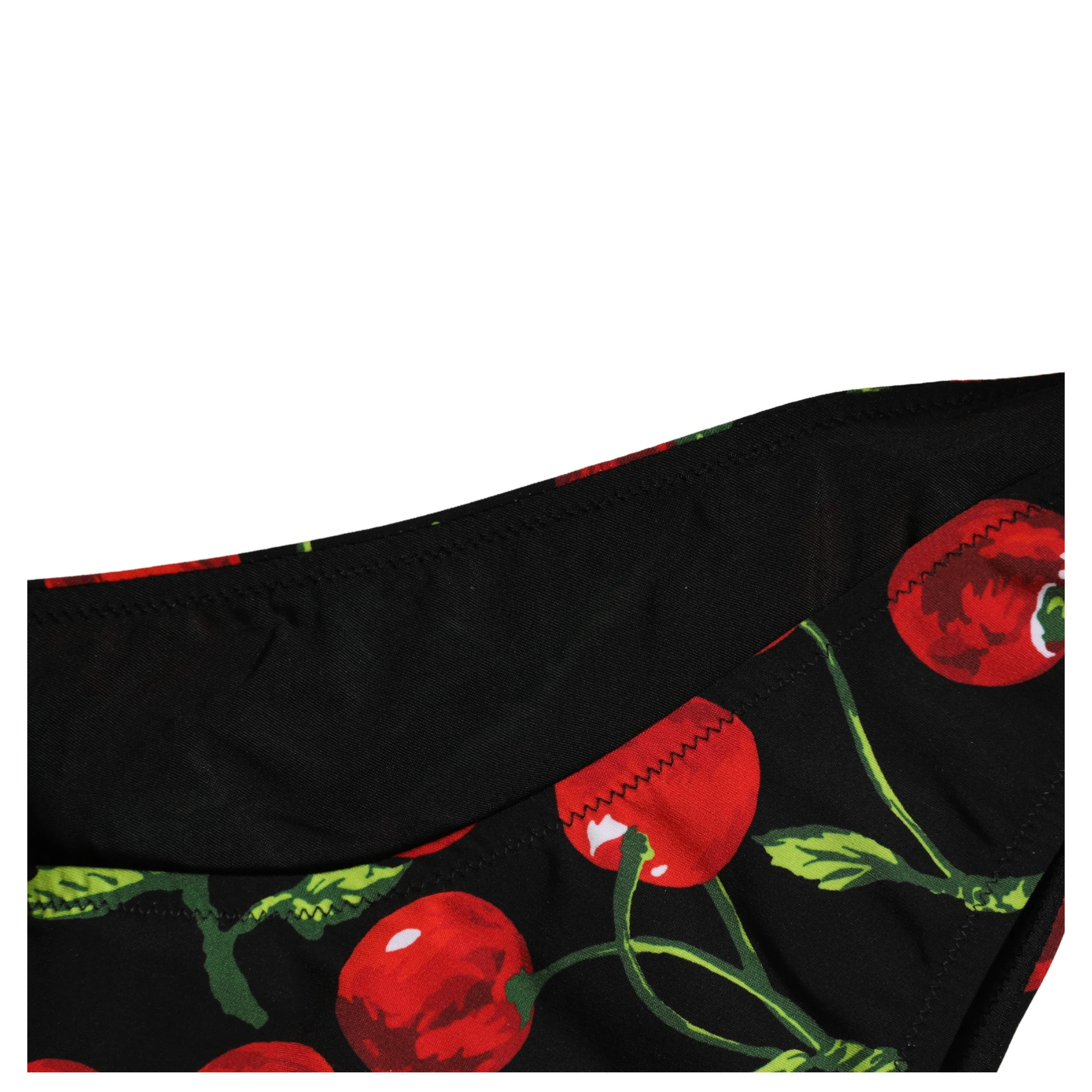 Black Cherry Print Nylon Bikini 2 Piece Swimwear