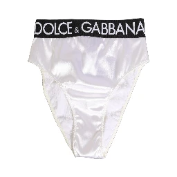 White Satin High-Waist Brief Logo Women Underwear