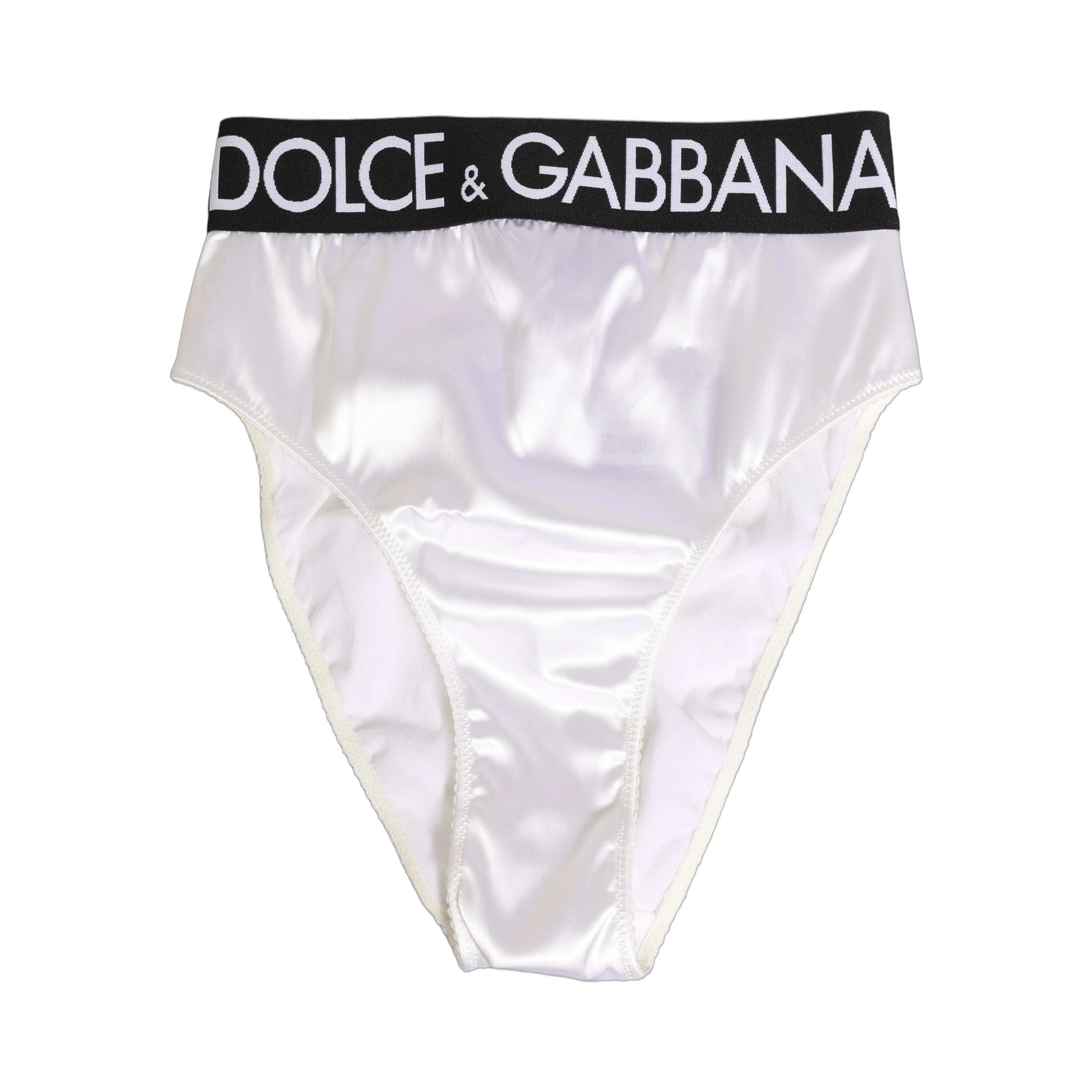 White Satin High-Waist Brief Logo Women Underwear