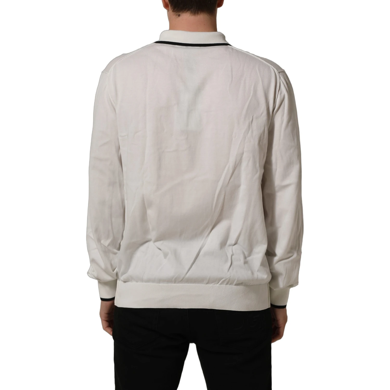 Black Leaf Print Silk Men Crew Neck T-shirt