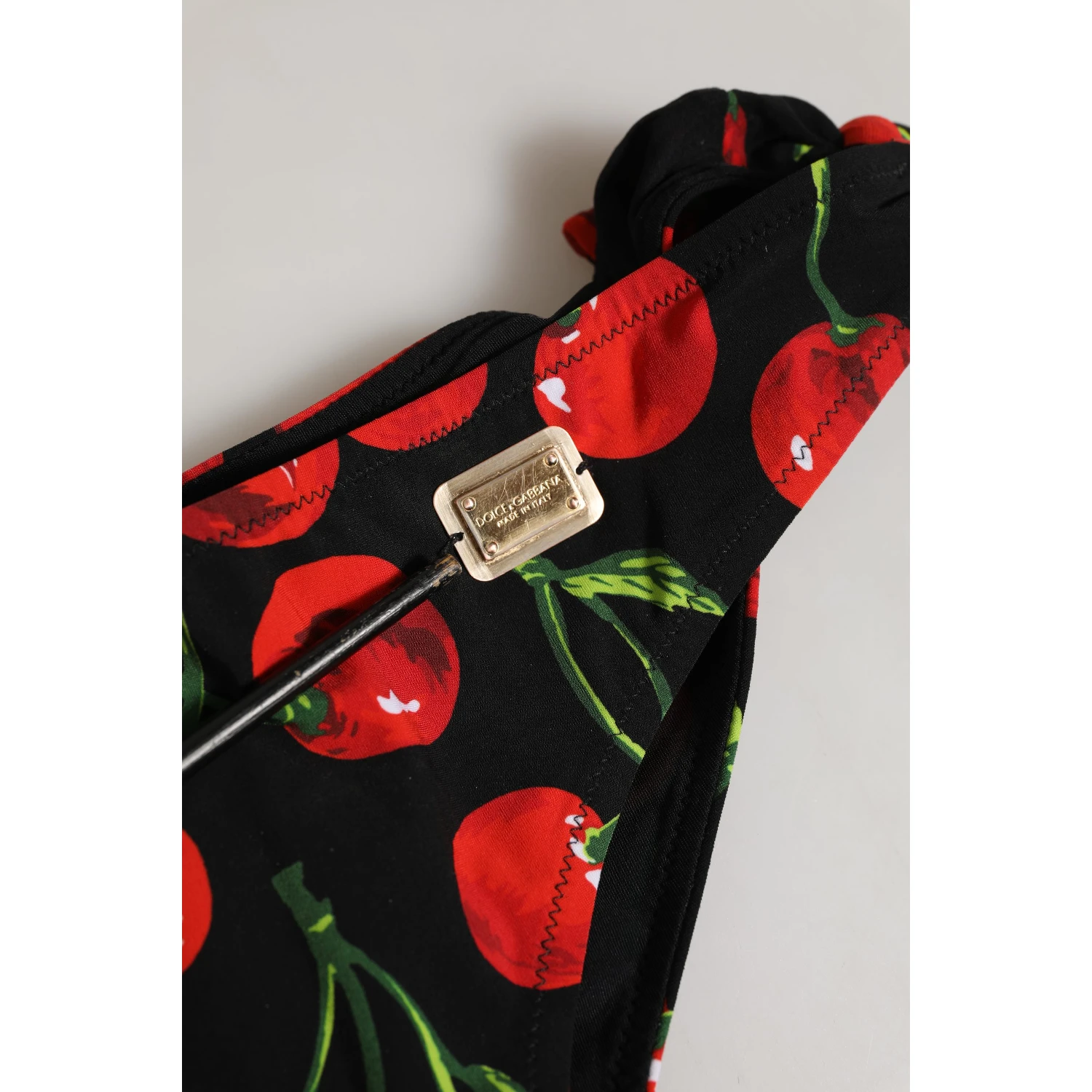 Black Cherry Print Nylon Bikini 2 Piece Swimwear