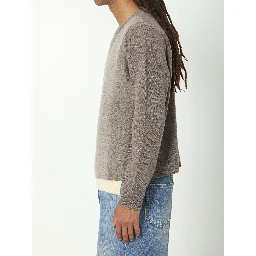 Virgin wool crewneck sweater in fused knit