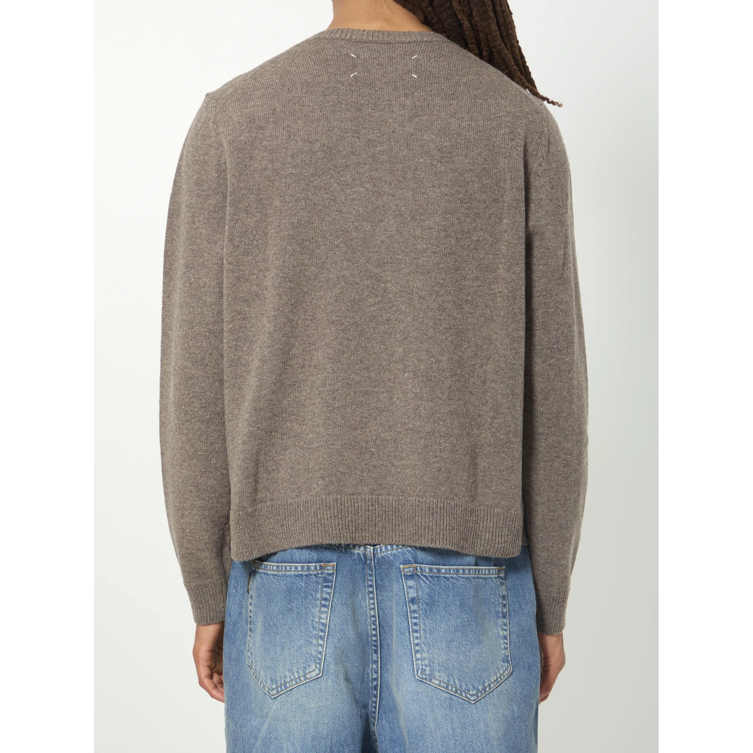 Virgin wool crewneck sweater in fused knit