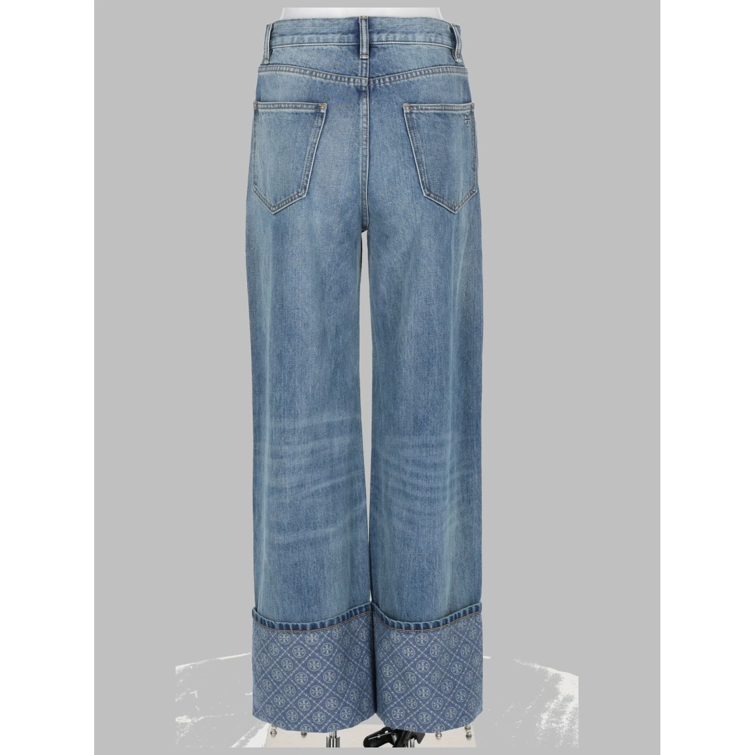 JEANS A GAMBA DRITTA CON RISVOLTO A CONTRASTO