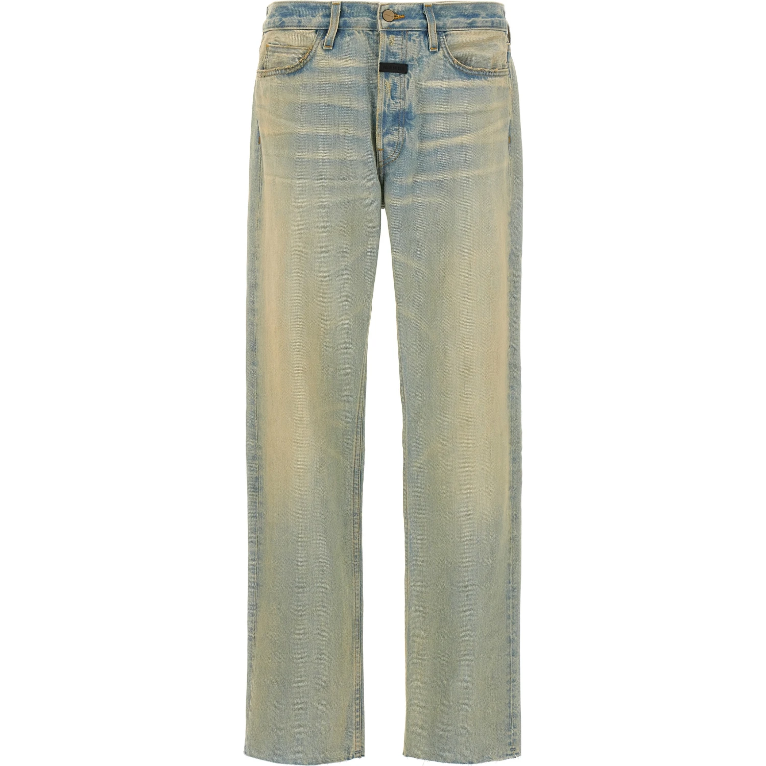 Blue Cotton Straight-Leg Jeans