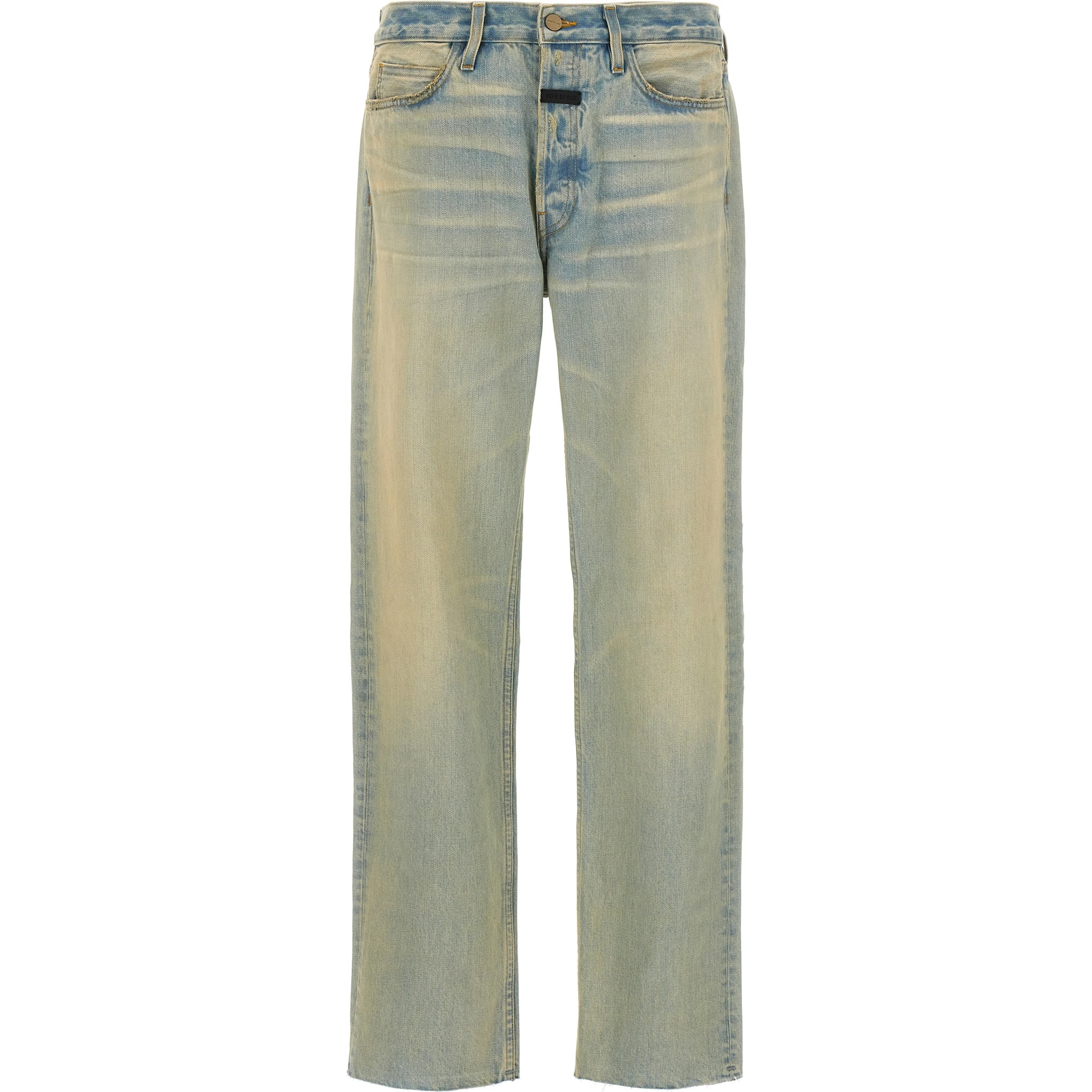Blue Cotton Straight-Leg Jeans