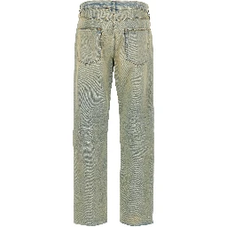 Blue Cotton Straight-Leg Jeans
