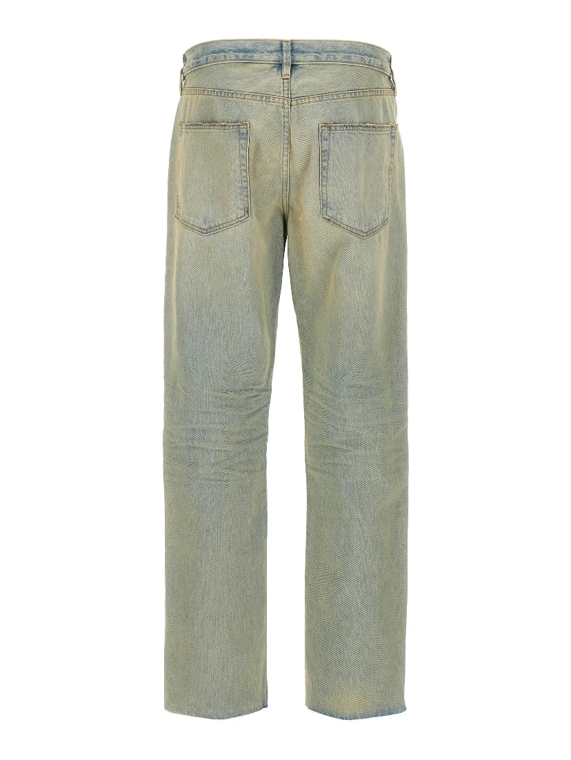 Blue Cotton Straight-Leg Jeans