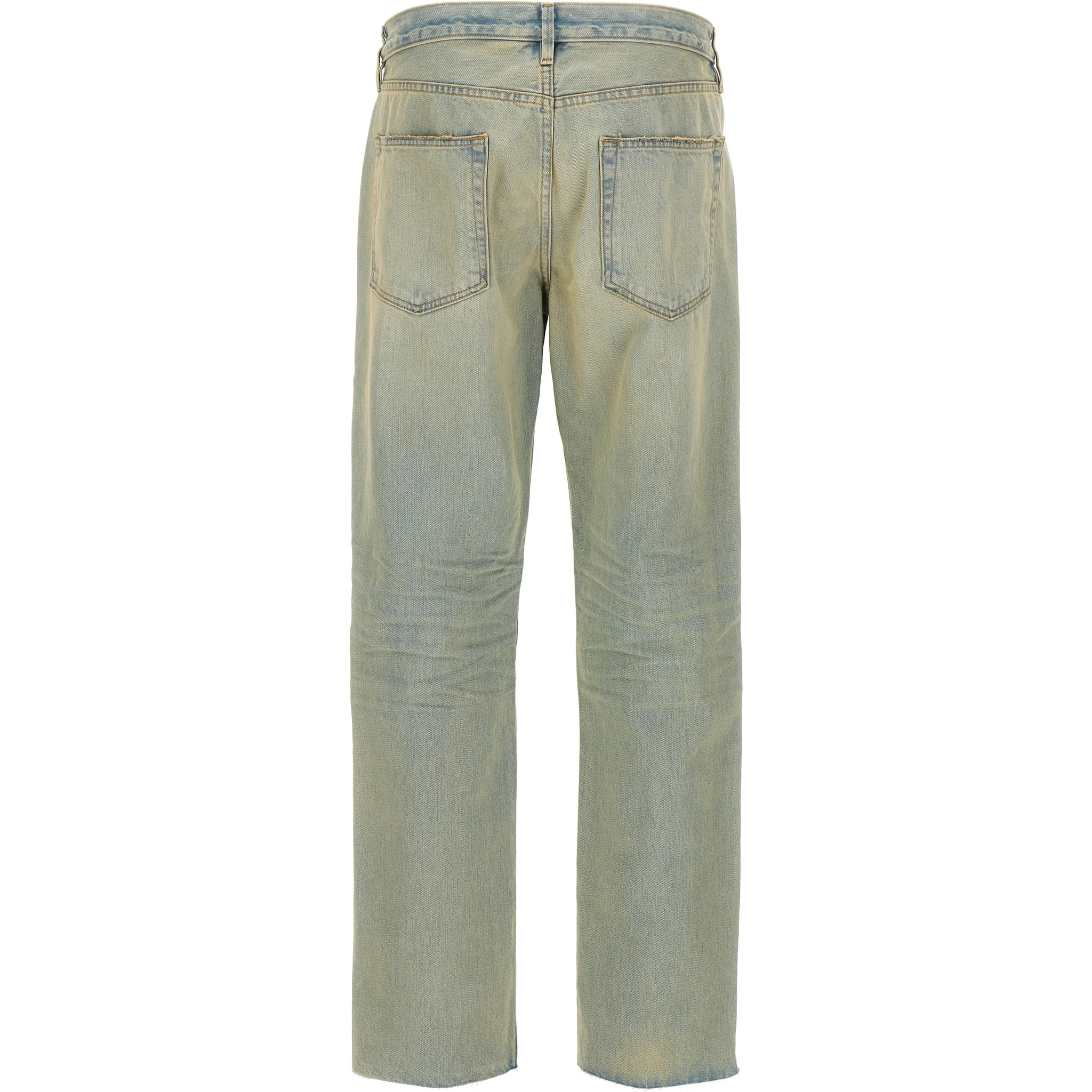 Blue Cotton Straight-Leg Jeans