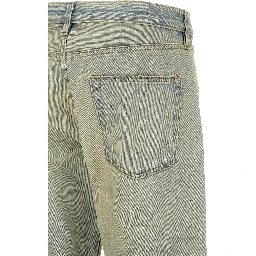 Blue Cotton Straight-Leg Jeans