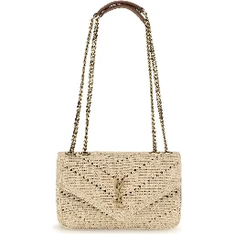 Beige Raffia Shoulder Bag
