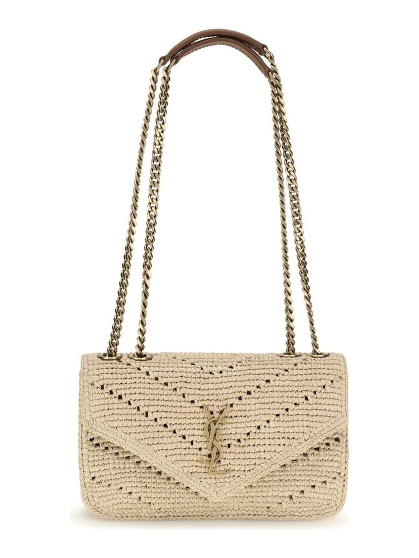 Beige Raffia Shoulder Bag