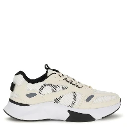 White Fabric Low Top Sneakers