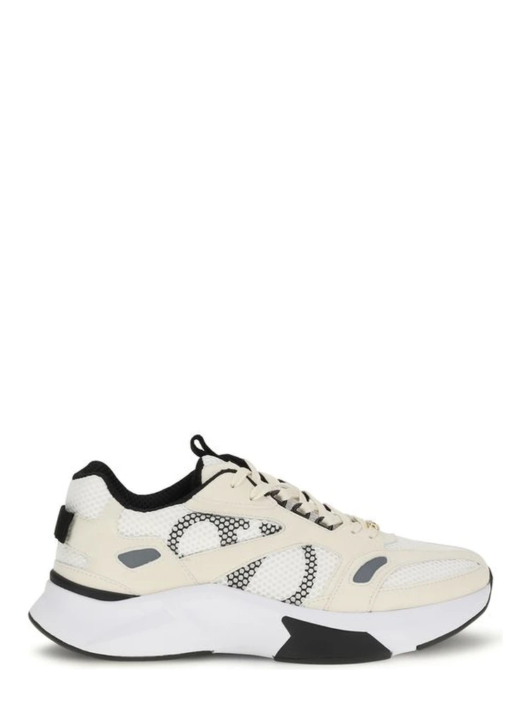 White Fabric Low Top Sneakers