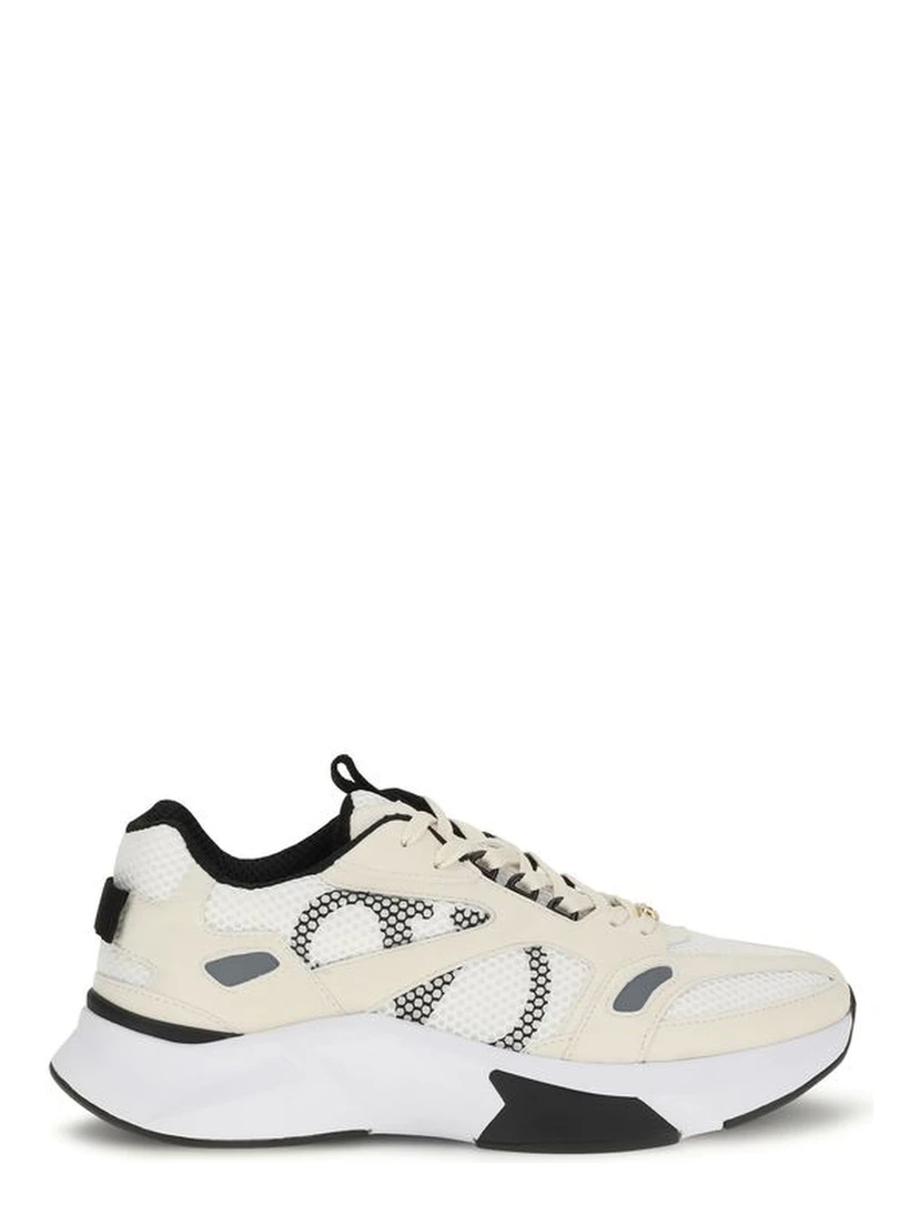 White Fabric Low Top Sneakers