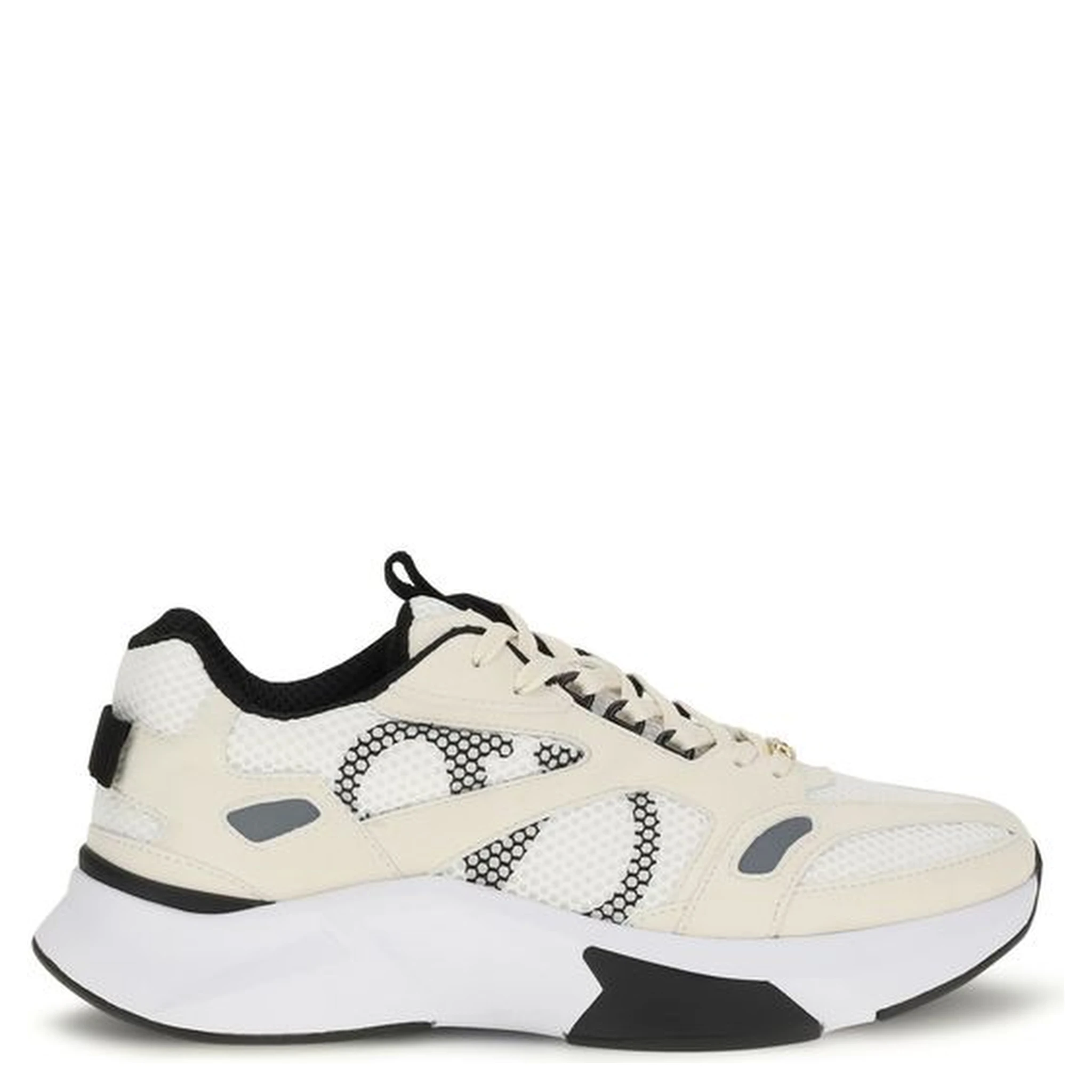 White Fabric Low Top Sneakers